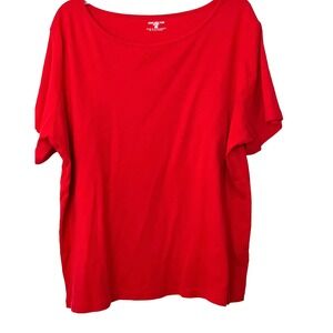 🚨JONES NEW YORK SPORT KNIT TOP, WOMENS, 3X, RED, SHORT SLEEVE, ROUND NECK